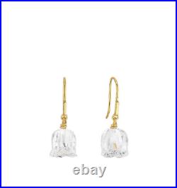 Lalique Crystal Muguet Clear & Vermeil Earrings #10704600 Brand Nib Save$$ F/sh