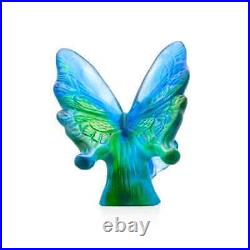New Daum Crystal Butterfly Blue-green Figurine #05737-1 Brand Nib Save$$ F/sh
