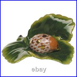 New Herend Ladybudy On Leaf Rust Fishnet Figurine #vh-15631 Brand Nib Save$ F/sh