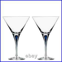 New Orrefors Crystal Intermezzo Blue Martini Pair #6257406 Brand Nib Save$$ F/sh